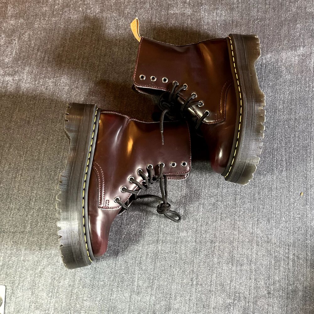 Dr. Martens V Jadon II Cherry Red Vegan Leather Platform Boots Women's 6